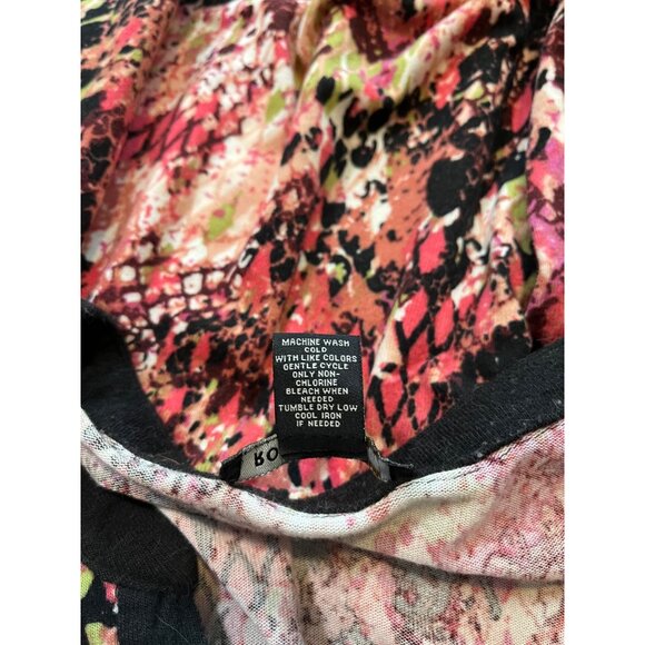 Robert Louis Womens V-Neck Tunic Top Size 1X Multi-Color Abstract Long Sleeve - Picture 7 of 7